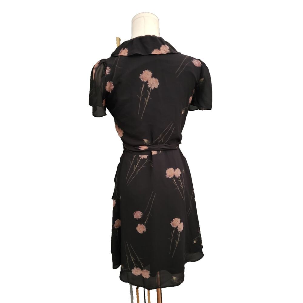 Madewell Womens Georgette Ruffle Wrap Mini Dress In Aster Portrait Size XS - Picture 6 of 9